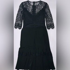 Zara black lace dress with pleated skirt